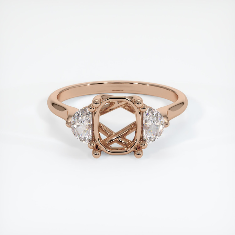 18K Rose Gold Three Stone Ring Setting