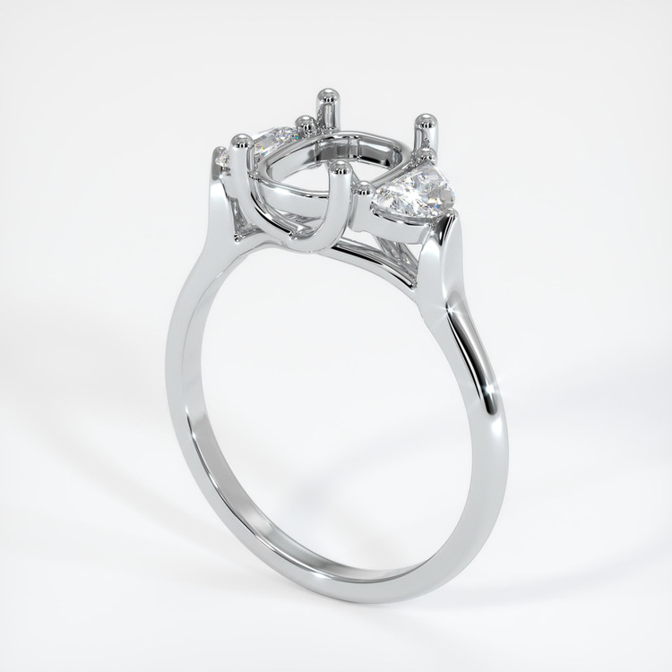 14K White Gold Three Stone Ring Setting