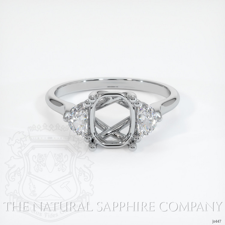 14K White Gold Three Stone Ring Setting