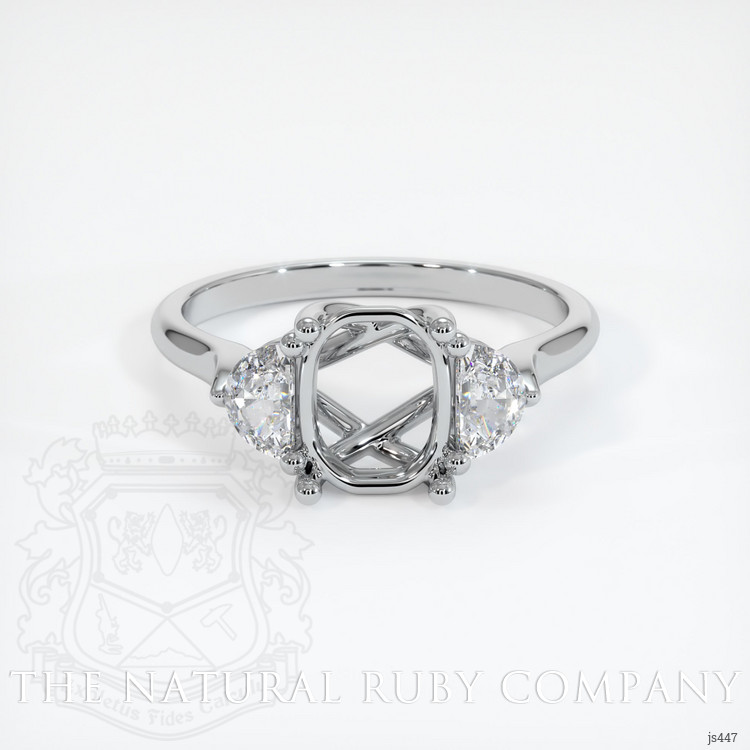 18K White Gold Three Stone Ring Setting