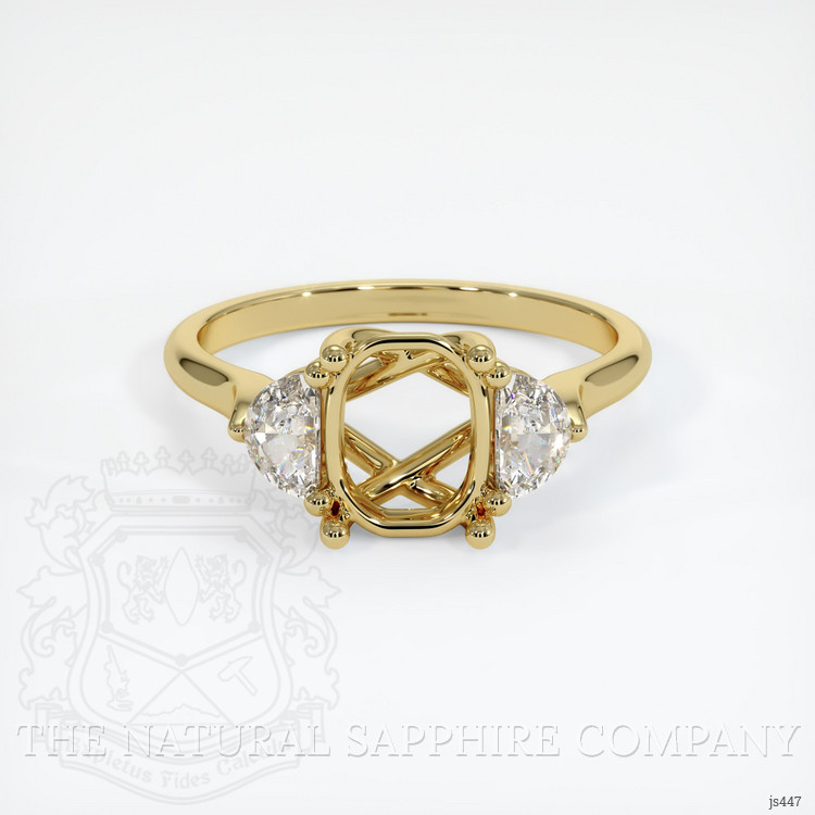 18K Yellow Gold Three Stone Ring Setting