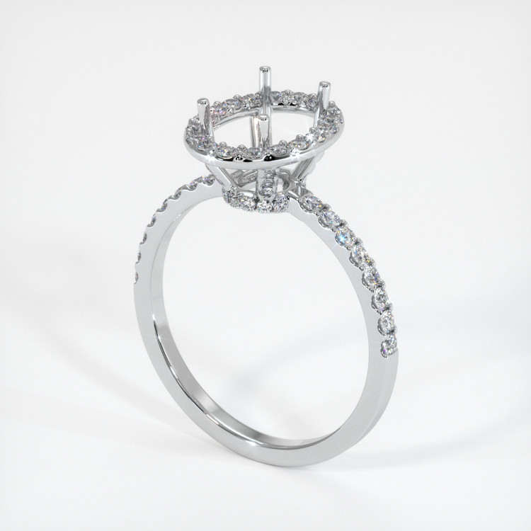 14K White Gold Pave Ring Setting