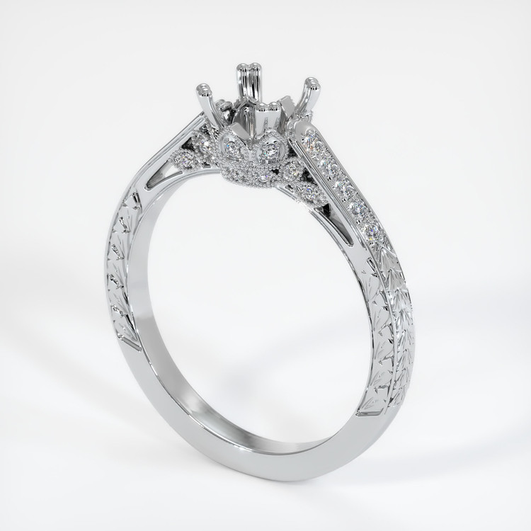 14K White Gold Antique Style Ring Setting