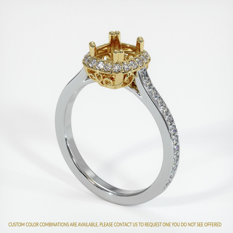 14K Yellow & White Antique Style Ring Setting