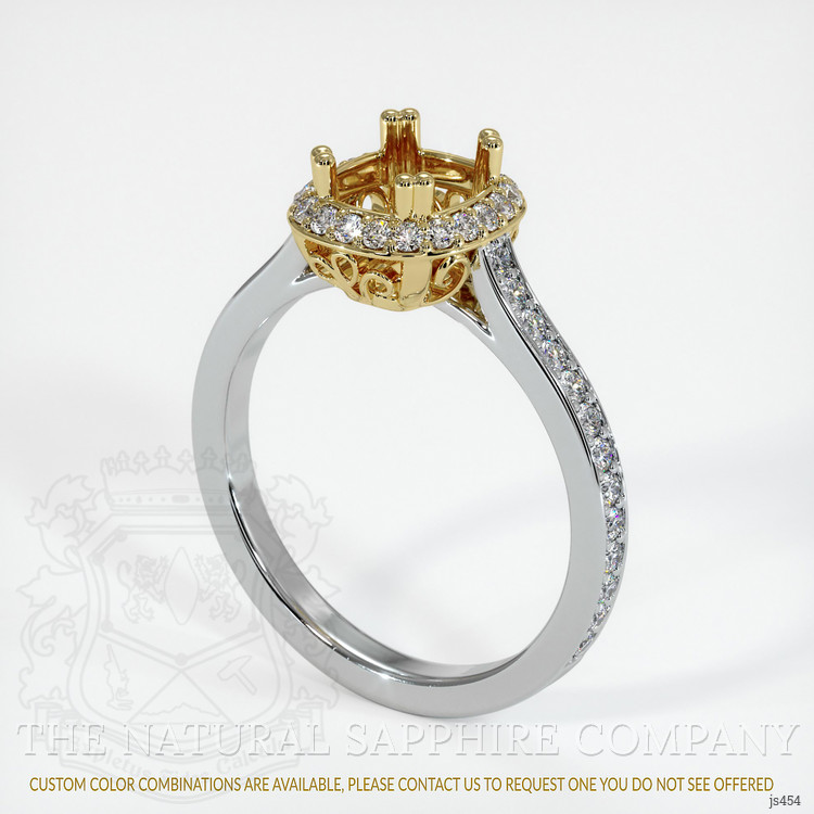 18K Yellow & White Antique Style Ring Setting