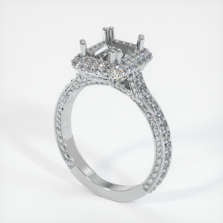 14K White Gold Antique Style Ring Setting