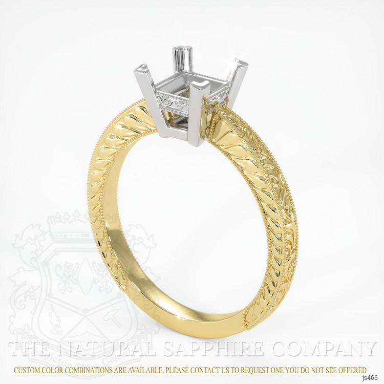 14K White & Yellow Antique Style Ring Setting