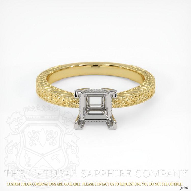 14K White & Yellow Antique Style Ring Setting