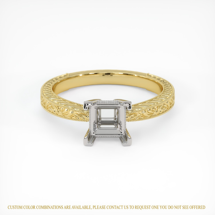 14K White & Yellow Antique Style Ring Setting