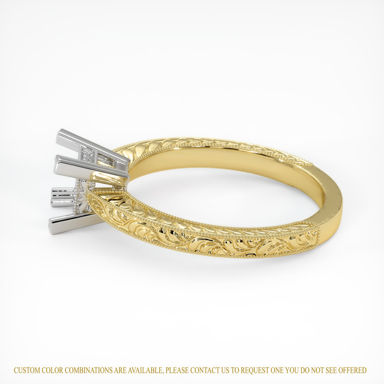 14K White & Yellow Antique Style Ring Setting