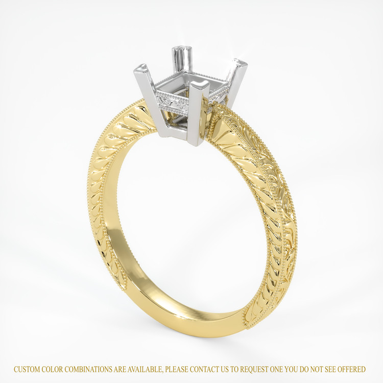 18K White & Yellow Antique Style Ring Setting