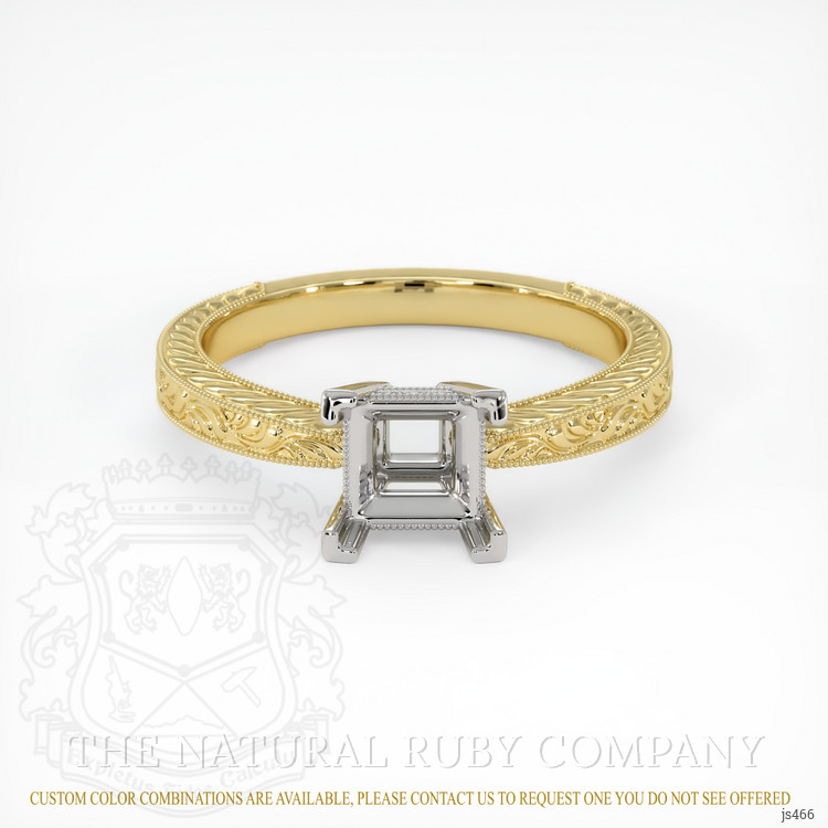 18K White & Yellow Antique Style Ring Setting