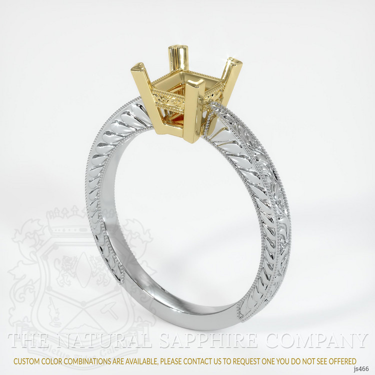 18K Yellow & White Antique Style Ring Setting