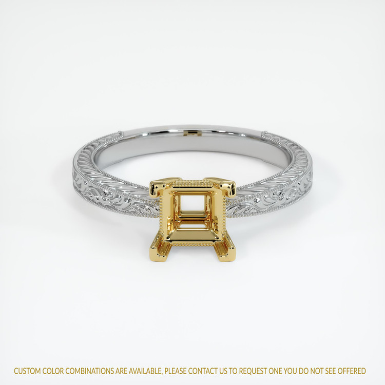 18K Yellow & White Antique Style Ring Setting