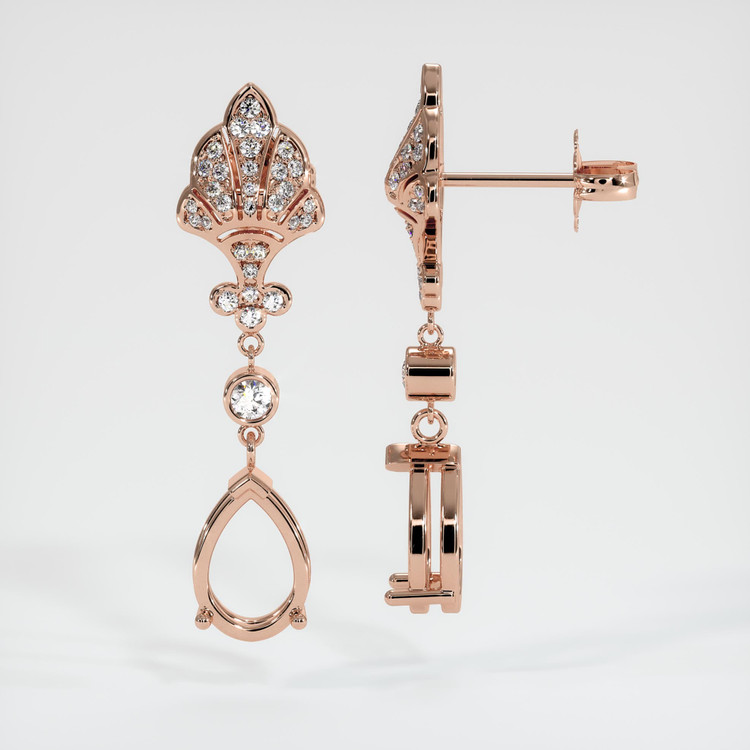 14K Rose Gold Antique Style Earring Setting
