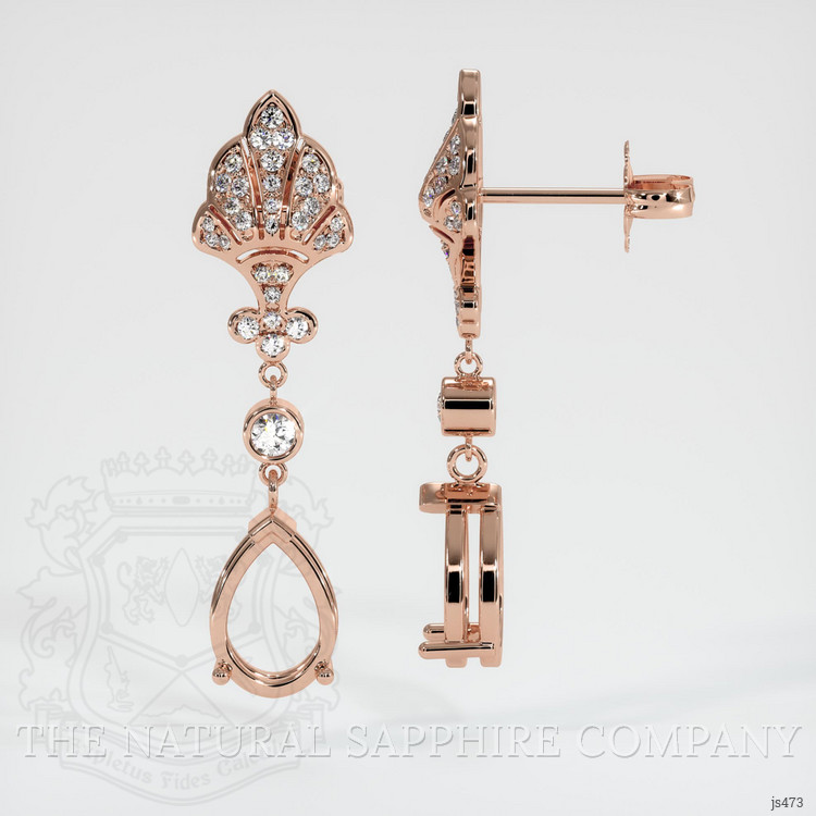 14K Rose Gold Antique Style Earring Setting