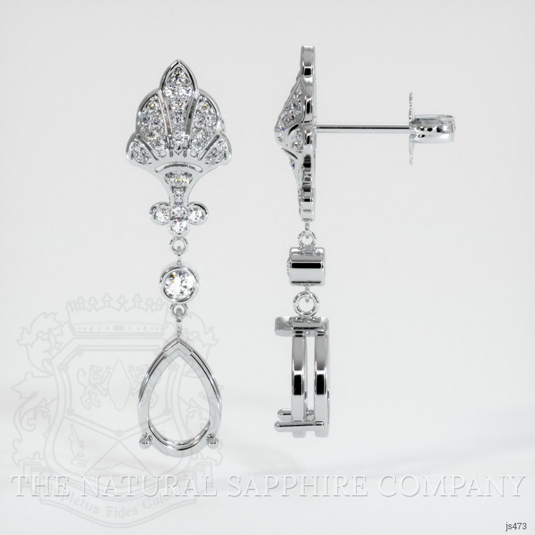 14K White Gold Antique Style Earring Setting
