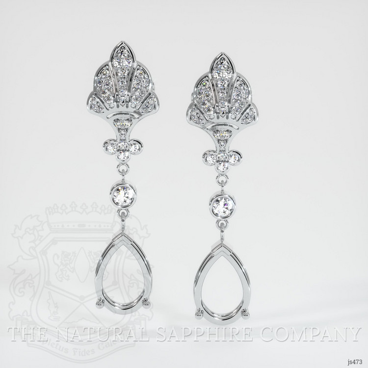 14K White Gold Antique Style Earring Setting
