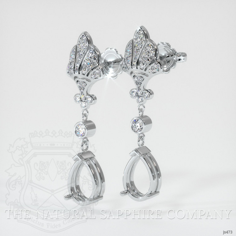 18K White Gold Antique Style Earring Setting