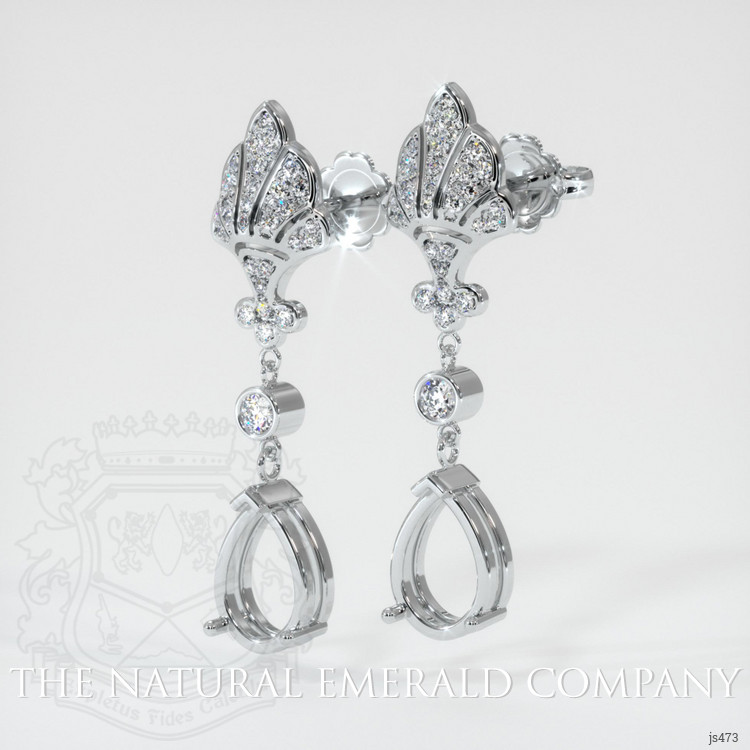 18K White Gold Antique Style Earring Setting