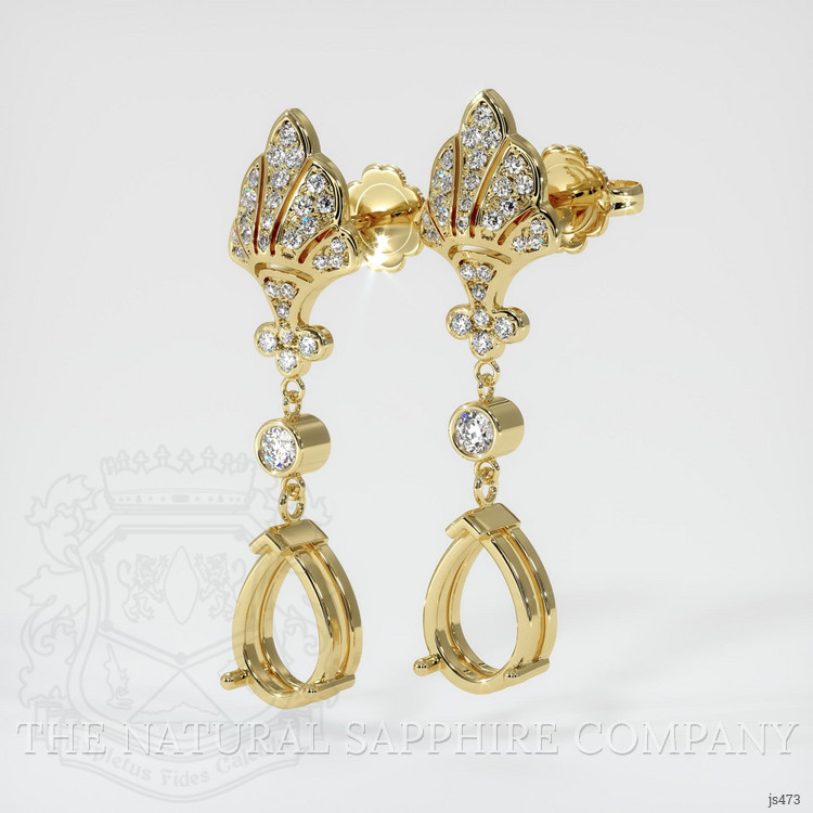 18K Yellow Gold Antique Style Earring Setting