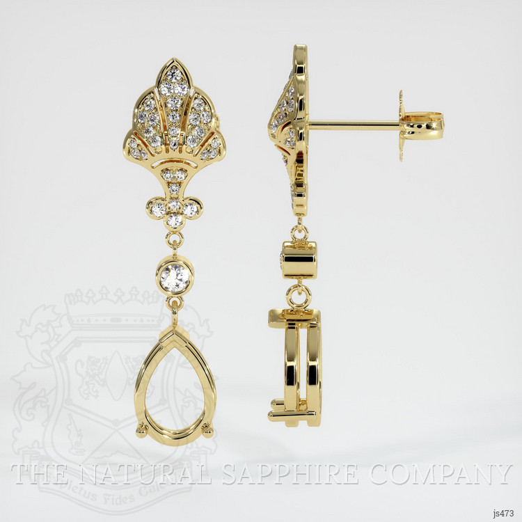 18K Yellow Gold Antique Style Earring Setting