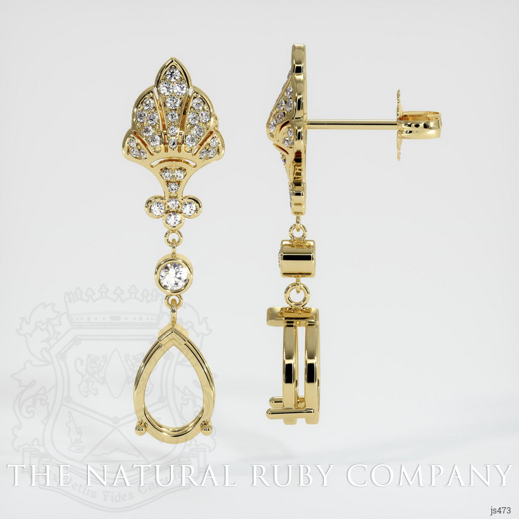 18K Yellow Gold Antique Style Earring Setting