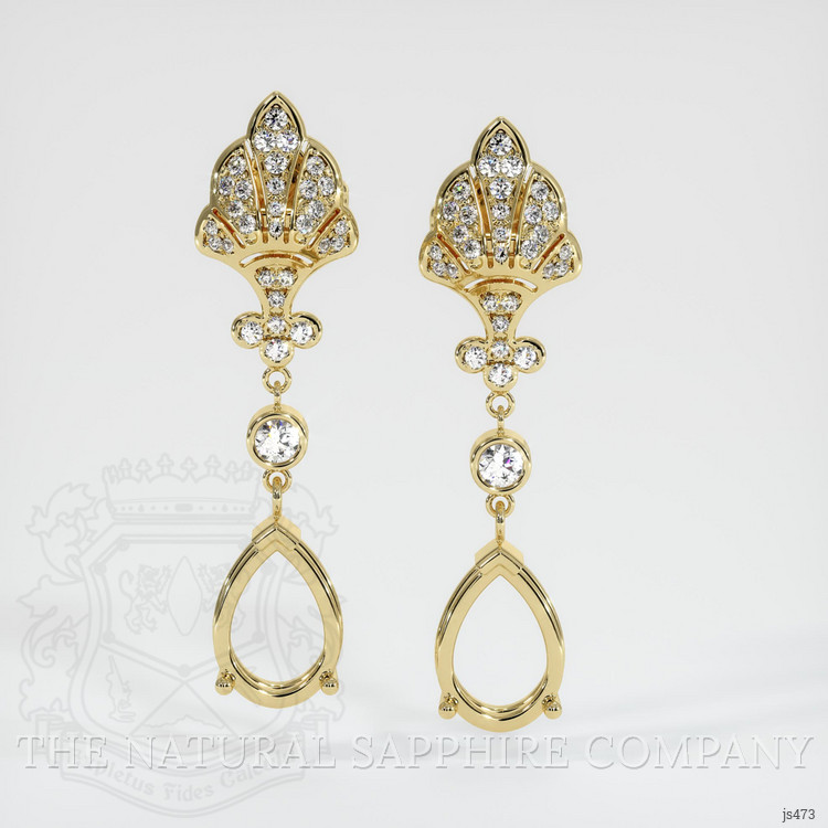 18K Yellow Gold Antique Style Earring Setting