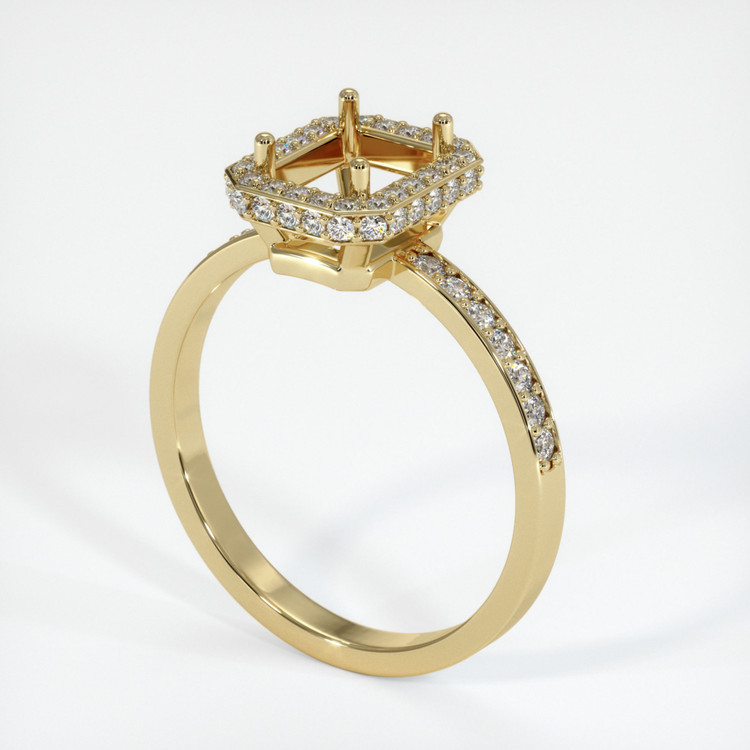 14K Yellow Gold Pave Ring Setting