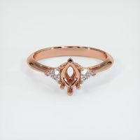 14K Rose Gold Three Stone Ring Setting Image