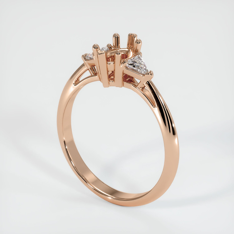18K Rose Gold Three Stone Ring Setting