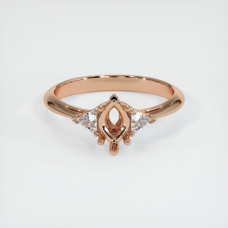 18K Rose Gold Three Stone Ring Setting