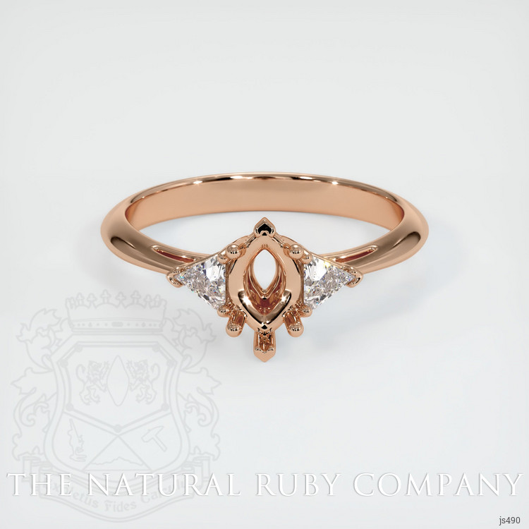 18K Rose Gold Three Stone Ring Setting