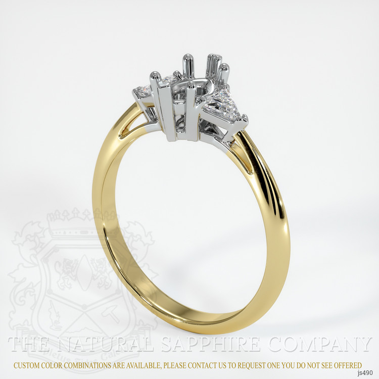 14K White & Yellow Three Stone Ring Setting