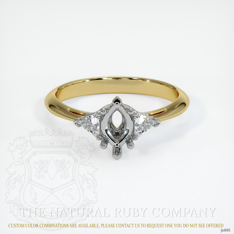14K White & Yellow Three Stone Ring Setting