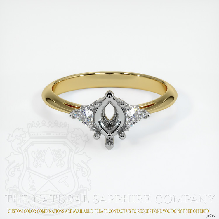 14K White & Yellow Three Stone Ring Setting