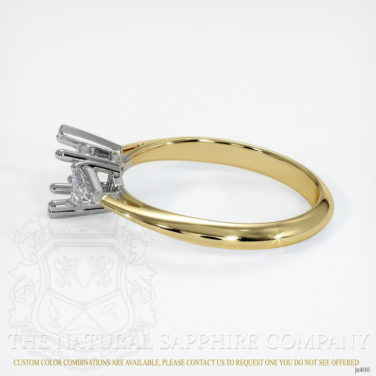 14K White & Yellow Three Stone Ring Setting