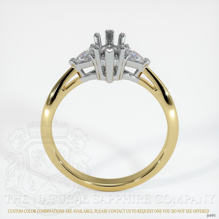 14K White & Yellow Three Stone Ring Setting