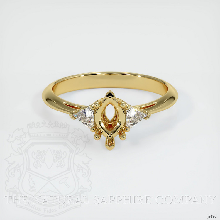 18K Yellow Gold Three Stone Ring Setting