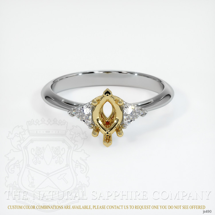 14K Yellow & White Three Stone Ring Setting