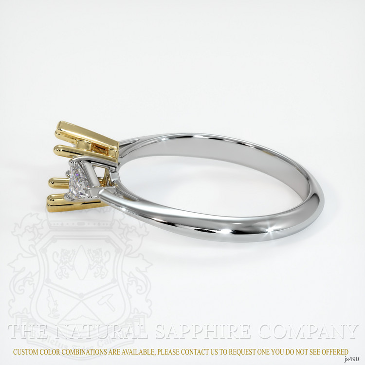 14K Yellow & White Three Stone Ring Setting