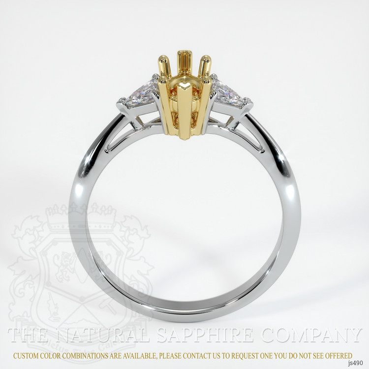 14K Yellow & White Three Stone Ring Setting