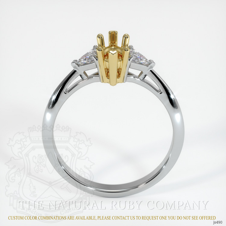 14K Yellow & White Three Stone Ring Setting