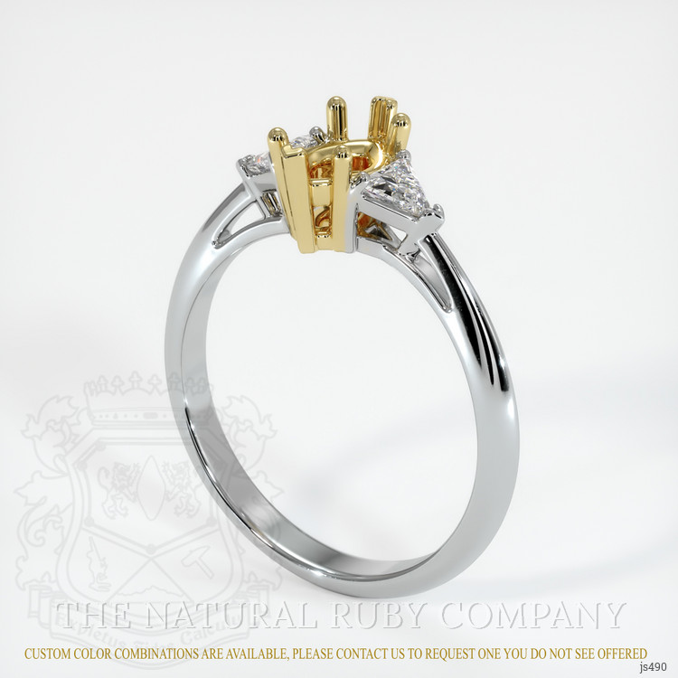 18K Yellow & White Three Stone Ring Setting