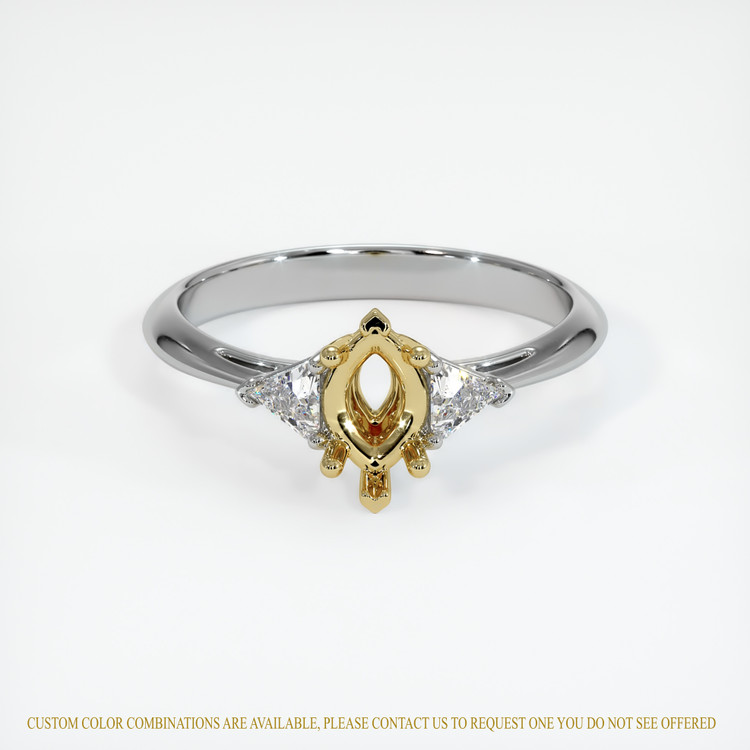 18K Yellow & White Three Stone Ring Setting