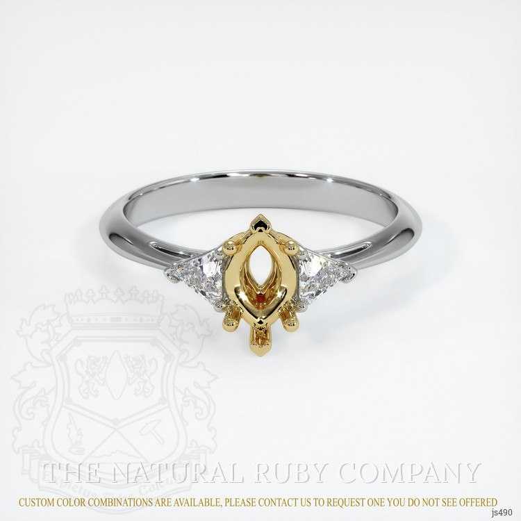 18K Yellow & White Three Stone Ring Setting