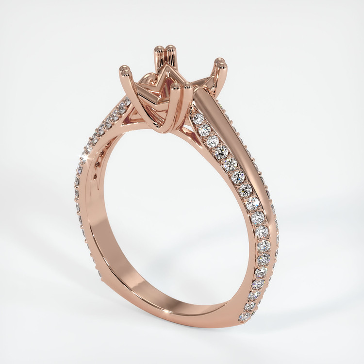 14K Rose Gold Pave Ring Setting