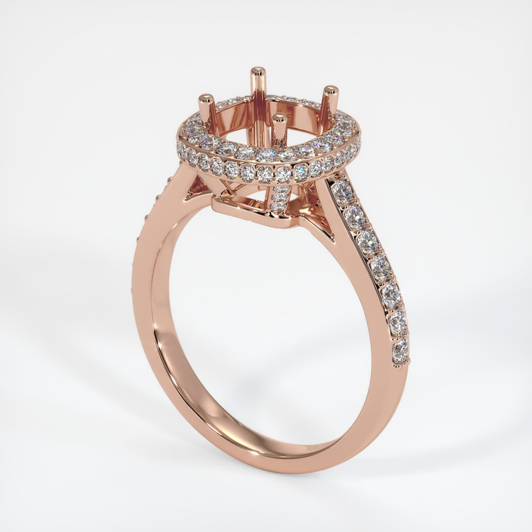 14K Rose Gold Pave Ring Setting