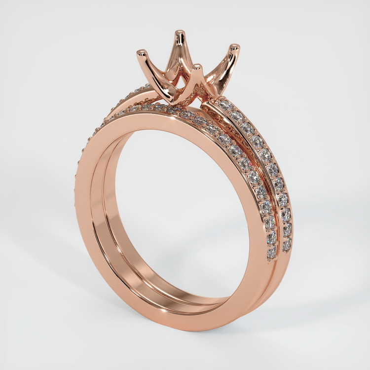 14K Rose Gold Pave Ring Setting