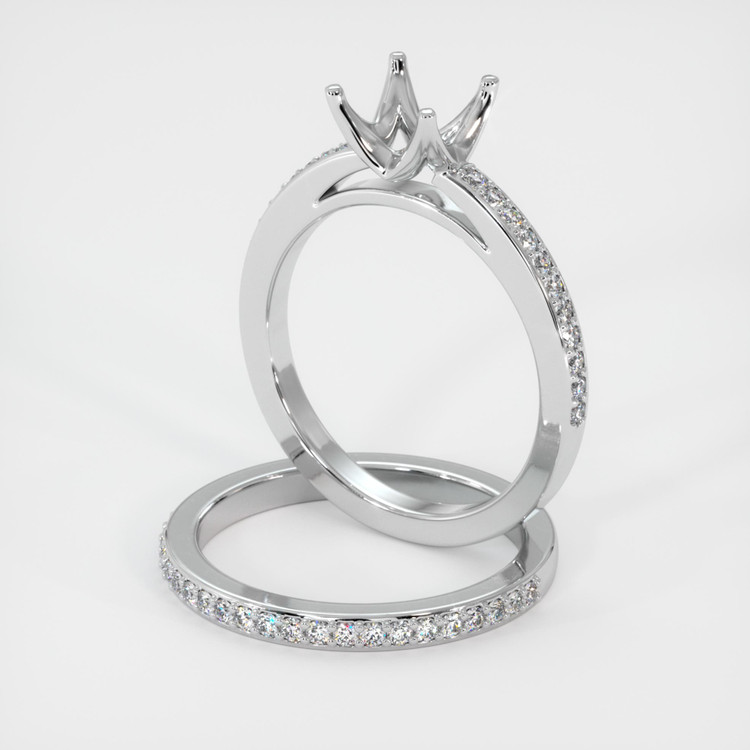 14K White Gold Pave Ring Setting